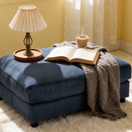 Corduroy Upholstered Rectangle Ottoman