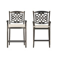 4 Pieces Cast Aluminum Diamond-Mesh Curved Backrest Dining Bar High Chairs (Beige)