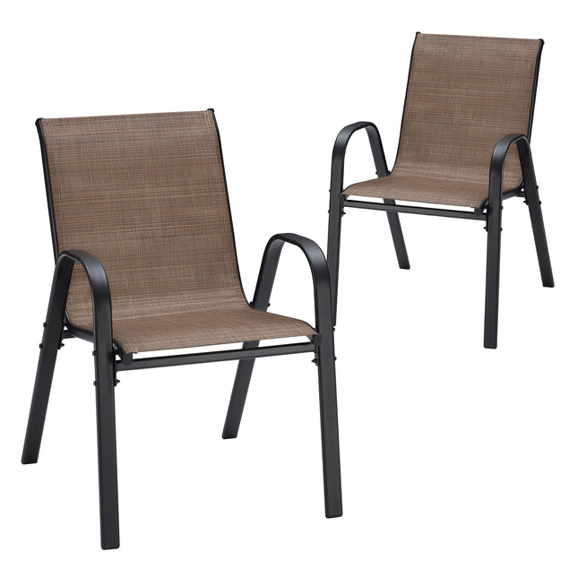Stackable Outdoor Dining Chairs Set of 2, Textilene Patio Chairs with Powder-Coated Metal Frame, Ideal All Weather Outdoor Armchair for Backyard, Balcony and Poolside