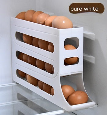 Refrigerator 4-Layer Automatic Egg Roller Sliding Egg Tray Refrigerator Side Door Large Capacity Holder Egg Storage Box Kitchen Gadgets - Eloy Royal