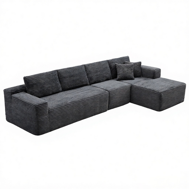 134' Modern Minimalist Modular Sectional Couch, Comfort L Shaped 4-Seat Lounge Sofa for Living Room, Right Hand Facing