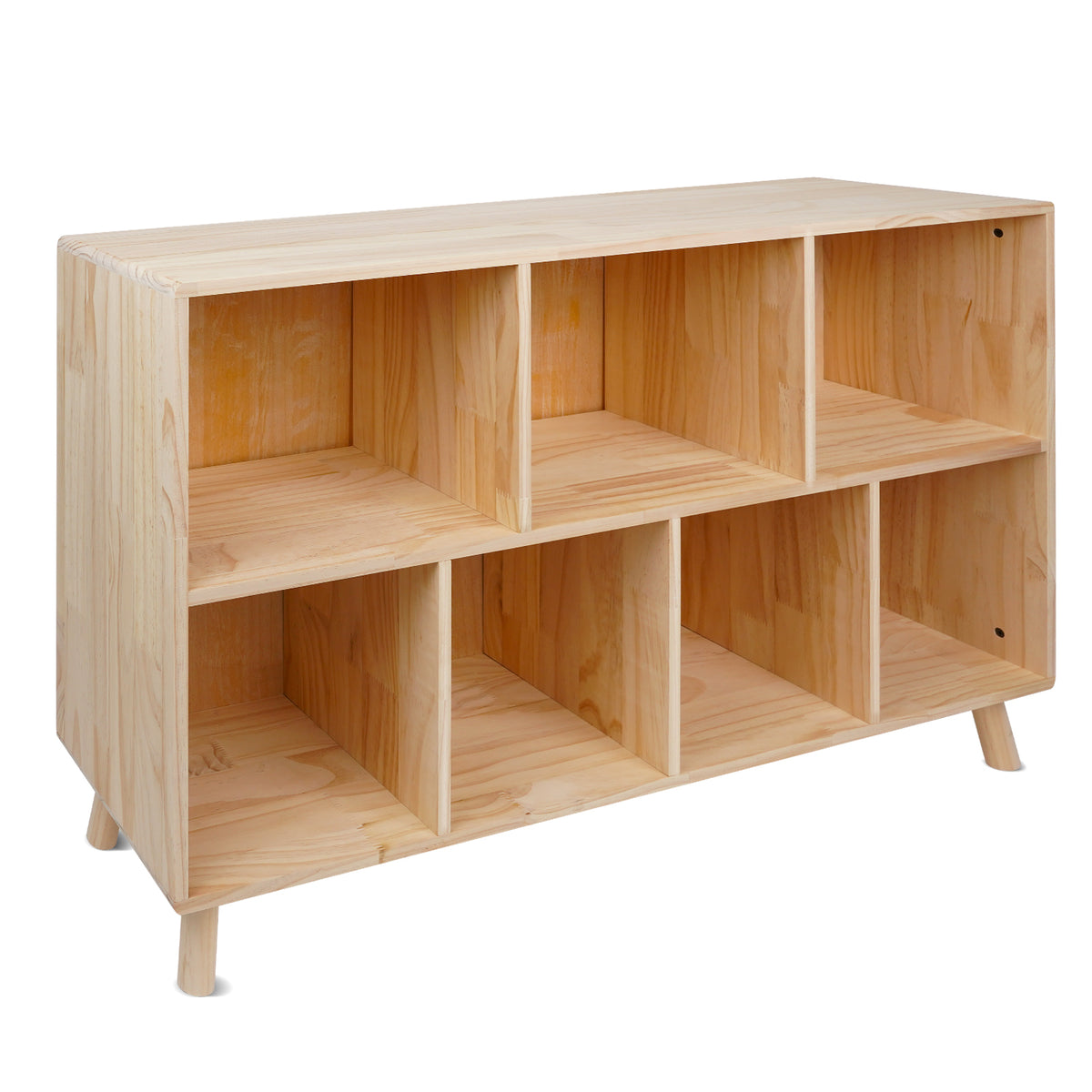 Pine Wood 7 Cube Bookshelf, 45.0'L x 28.5' H Storage Organizer for Books/Toys/Home, Modern Wooden Bookcase for Home/Office