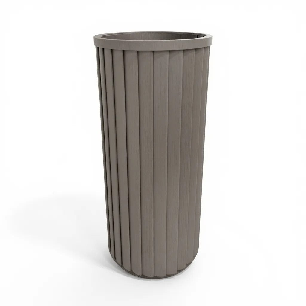 Round Strata Column Planter XL - Grey Brown