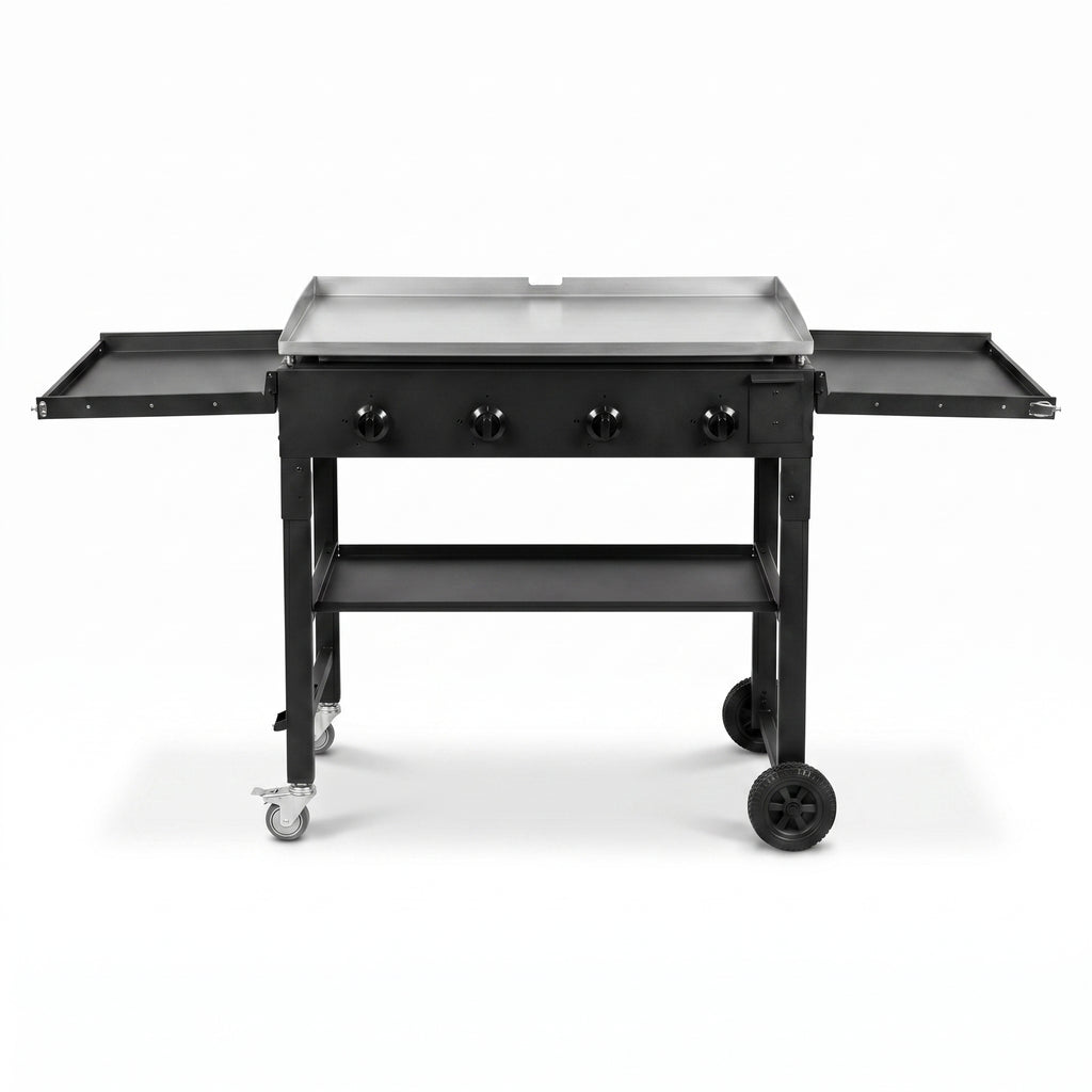 Foldable Gas Griddle, 36'  Stainless Steel Portable Detachable Propane Griddle,Outdoor Cooking Station with Side Shelves, Steel LPG Gas Griddle, 4-Burners Restaurant Portable Grill