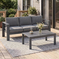 Metal Patio Furniture Set for All Weather, Oversized Heavy Duty Outdoor Furniture Set with Upgraded Cushion, Modern Outdoor Patio Couch Set for Garden, Balcony, Backyard, Dark Grey