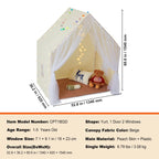 Kids Play Tent, Kids Tent for Kids 1-5 Years Old, Toddler Tent with Mat and Tent Lamp, Tent for Kids with Windows for Indoor and Outdoor, Yurt Tent for Boys and Girls, Beige - Eloy Royal