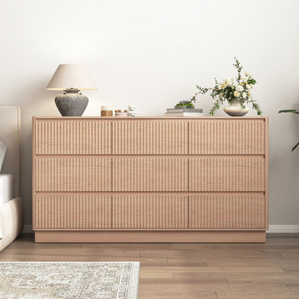 Wood Dresser with Modern Long TV Stand