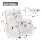 Recliner Chair, Upholstered Rocker Recliner Chair with Side Pocket, Ergonomic 110°-160° Adjustable Reclining Chairs for Adults, Single Sofa Chair with Footrest,Recliner Sofa for Living Room - Eloy Royal