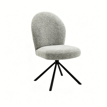 Lawton 2-Piece Swivel Side Chair Set – Gray Boucle Upholstery with Metal Base, Dining/Office/Accent Chair