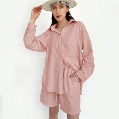 Early Autumn Cotton And Linen Women's Long Sleeve Shirt