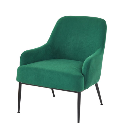 Green Velvet Accent Chair, Modern Upholstered Armchair with Metal Legs, Comfy Side Chair for Living Room Bedroom