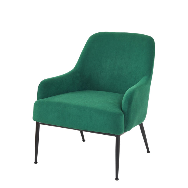Green Velvet Accent Chair, Modern Upholstered Armchair with Metal Legs, Comfy Side Chair for Living Room Bedroom