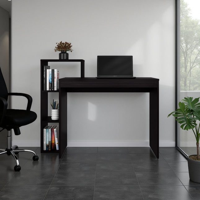 FM FURNITURE Salomé Computer Desk with Open Storage, Wenge