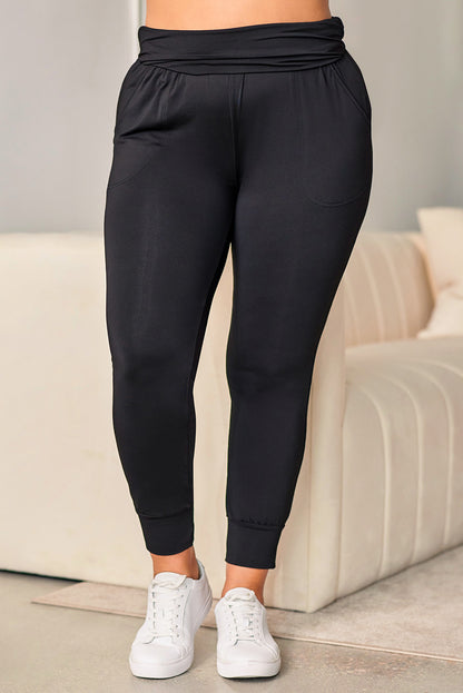 Black Plus Size High Waist Pocketed Skinny Pants - Eloy Royal