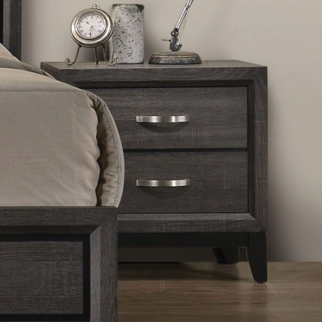 Two Tone Design 1pc Nightstand Two Drawers Wooden Legs Gray Finish Bedroom Furniture