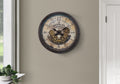 Clocks, 20' Round, Gear Mechanism, Wall Clock, Brown, Transitional