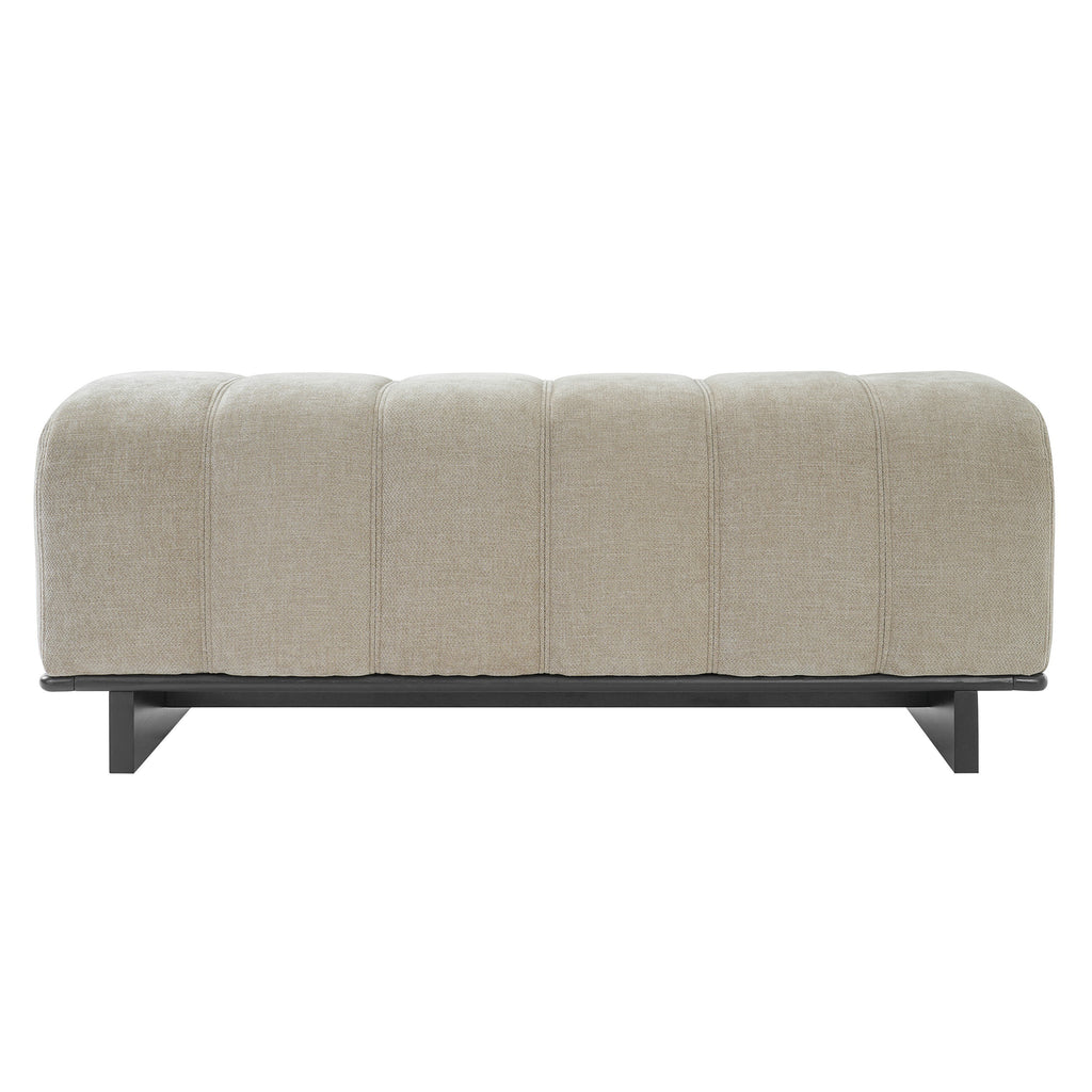 Modern Indoor Dining Bench in Oatmeal Chenille with Rubber Wood and Plywood Frame, 250lbs Capacity, Comfortable Seating for Dining Room or Living Area