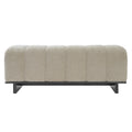Modern Indoor Dining Bench in Oatmeal Chenille with Rubber Wood and Plywood Frame, 250lbs Capacity, Comfortable Seating for Dining Room or Living Area