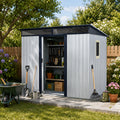 8 ft x 6 ft Outdoor Metal Storage Shed with Window and Transparent plate for Garden, Lawn (White and Black)(W540P185323)