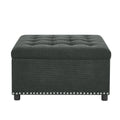 Tufted Storage Ottoman with Nailhead Trim, Square Upholstered Footstool, Fabric and Wood Coffee Table for Living Room, Bedroom, Small Space Furniture