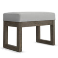 Milltown Small Ottoman Bench in Light Stone Grey with Solid Pine Frame and Linen-Look Upholstery, 14.4' D x 26.8' W x 18.3' H