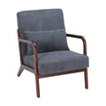 Mid-Century Modern Accent Chair with Pillow Upholstered in Antique Dark Grey Polyester and Solid Wood Frame(Antique Dark Grey)