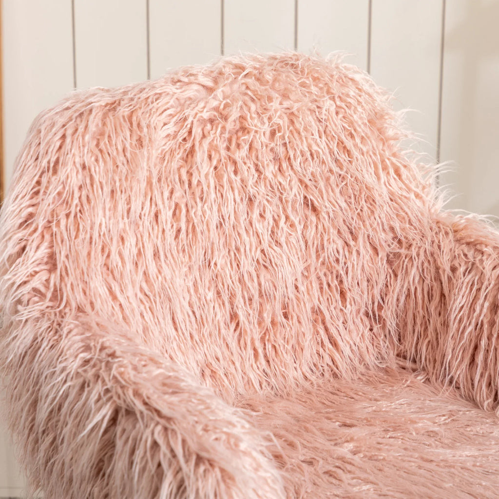HengMing Modern Faux fur home office chair, fluffy chair for girls, makeup vanity Chair - Eloy Royal