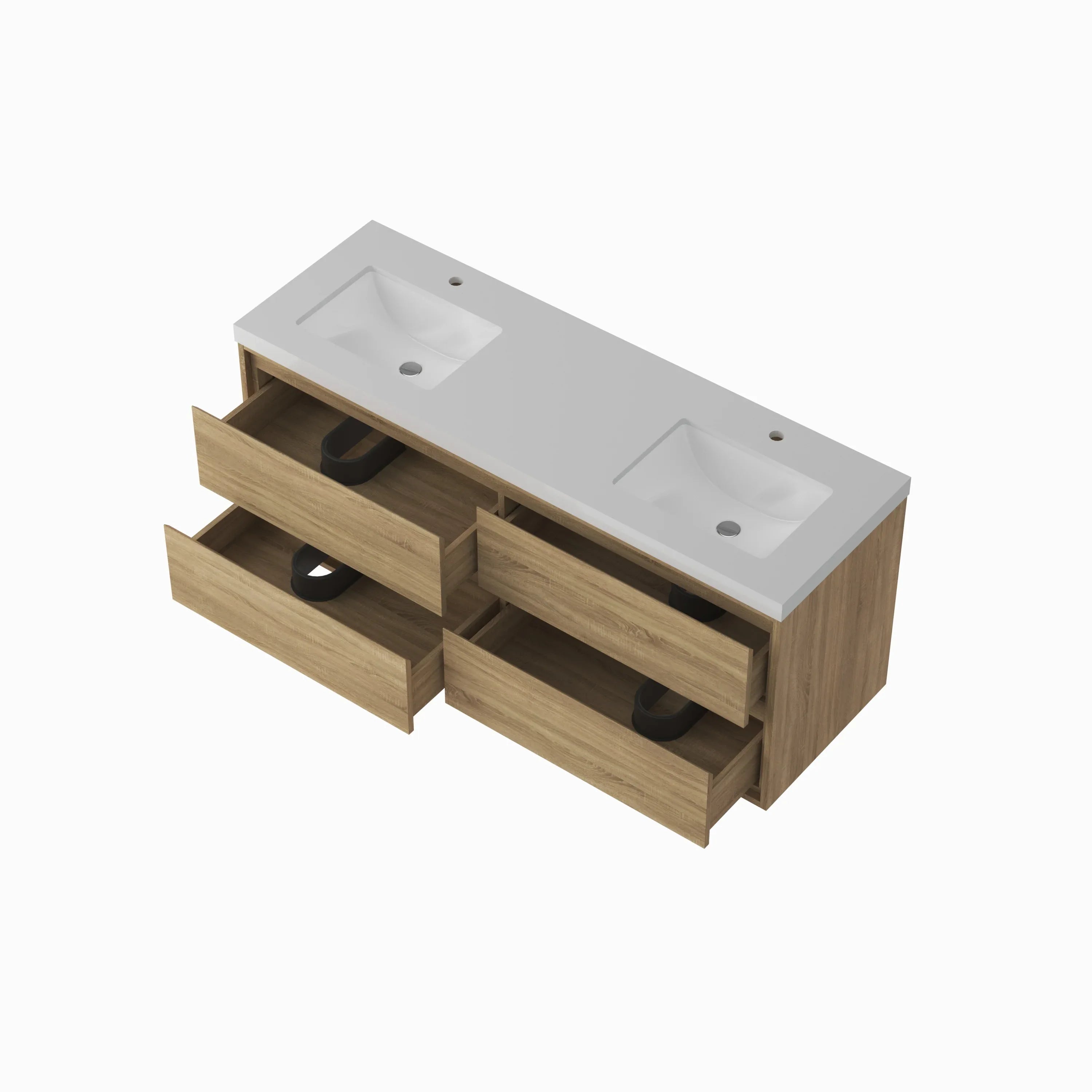 60' Bathroom Vanity Cabinet,Bathroom Wall-Mount Cabinet with Double Basins Sink - Eloy Royal