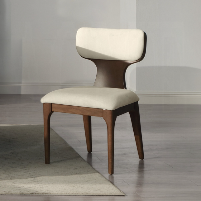Koen Beige Chenille & Brown Oak Side Chair (Set of 2)