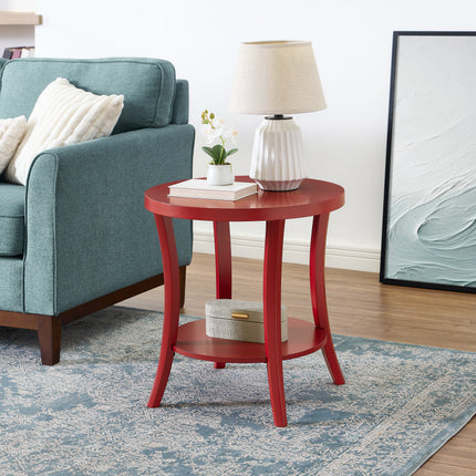 Perth Contemporary Oval Shelf End Table, Red