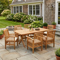 Cortona 7-Piece Acacia Dining Set, Brown and Cream