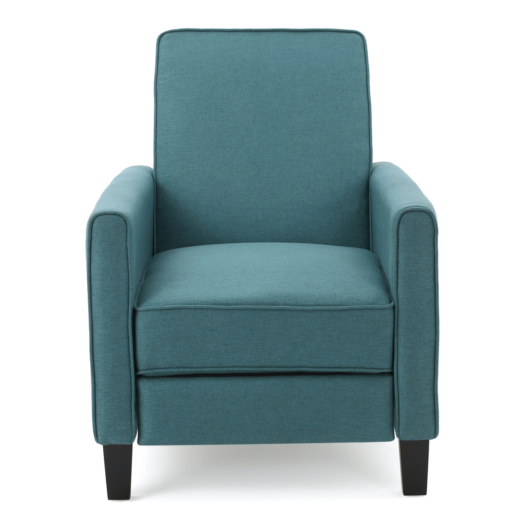 Modern Push Back Recliner Chair with Solid Rubber Wood Legs in Dark Teal, Upholstered in Polyester, 27.5' Width for Living Room and Bedroom