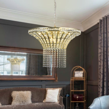 8-Light 23.6 in Wide Crystal Waterfall Chandelier