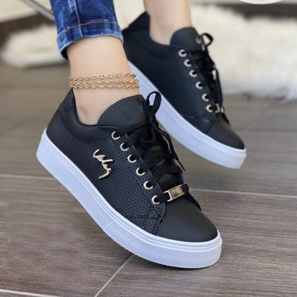 Women Flat Sneakers Breathable Lace-up Shoes For Girls - Eloy Royal