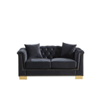 {Video] Classic Modern Style Sofa, 62-inch Chesterfield Classic Rolled Arm Tucked-in Nailhead Decor Cloud Two-Seater Velvet Sofa, Luxury Double Sofa Suitable for Living Room, Bedroom, Apartment, - Eloy Royal