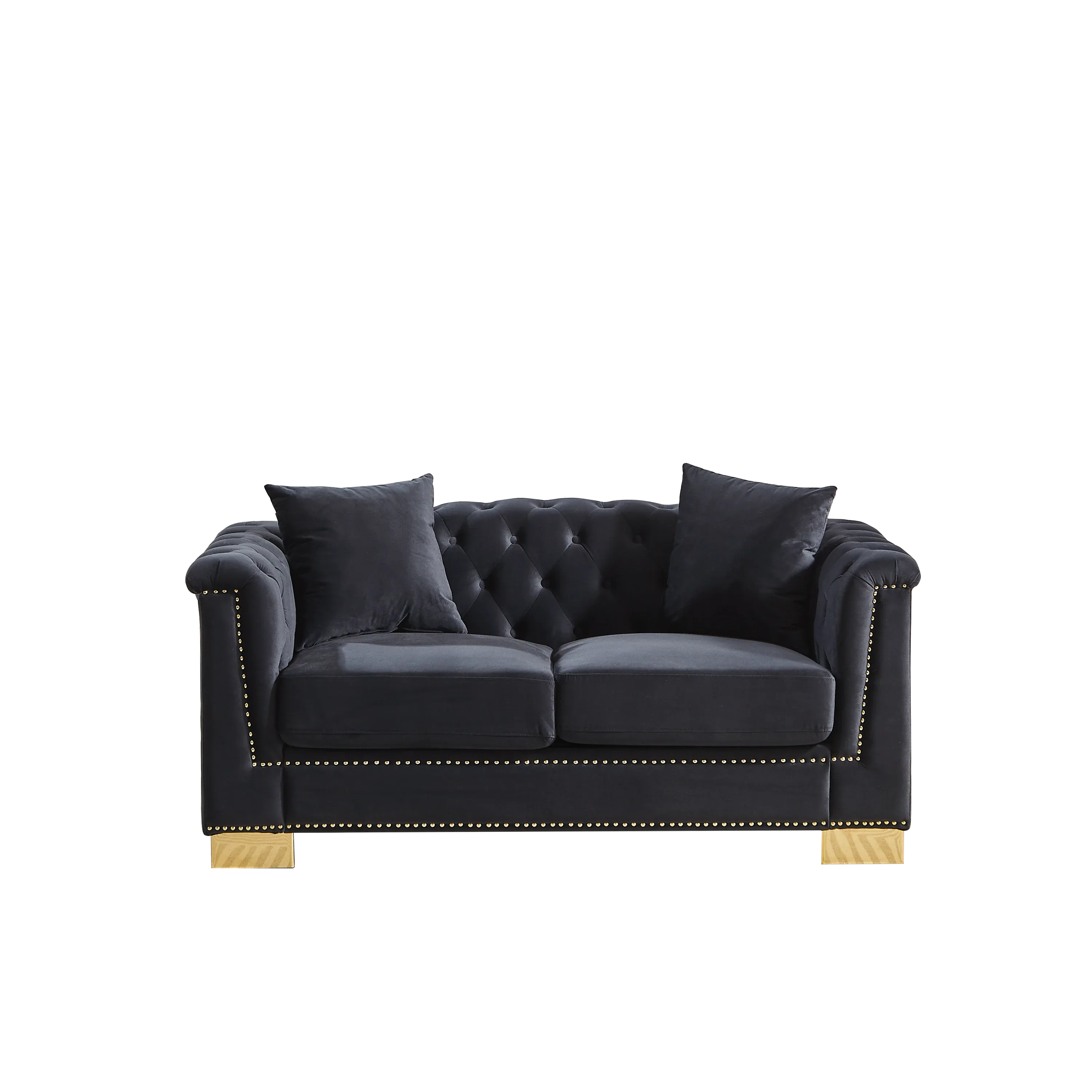 {Video] Classic Modern Style Sofa, 62-inch Chesterfield Classic Rolled Arm Tucked-in Nailhead Decor Cloud Two-Seater Velvet Sofa, Luxury Double Sofa Suitable for Living Room, Bedroom, Apartment, - Eloy Royal