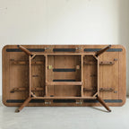 Walnut color solid oak round corner diagonal leg telescopic table 1.2-1.6m, for 6-8 people to meet Dining table wood (Walnut color) - Eloy Royal