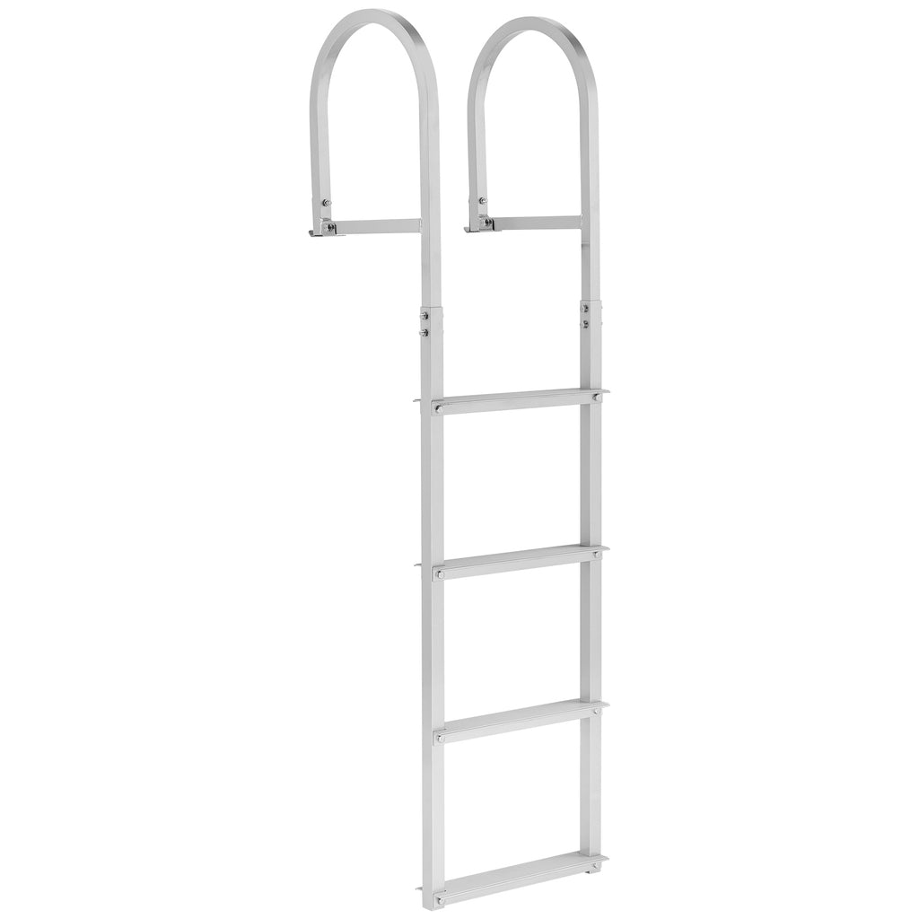 Removable Dock Ladder, 4 Steps, Aluminum Alloy Pontoon Boat Swim Ladder, with Non-Slip Wide Steps, 500 lbs Weight Capacity, Quick Release Design, for Lake Swimming, Pool, Boat, Marine Boarding
