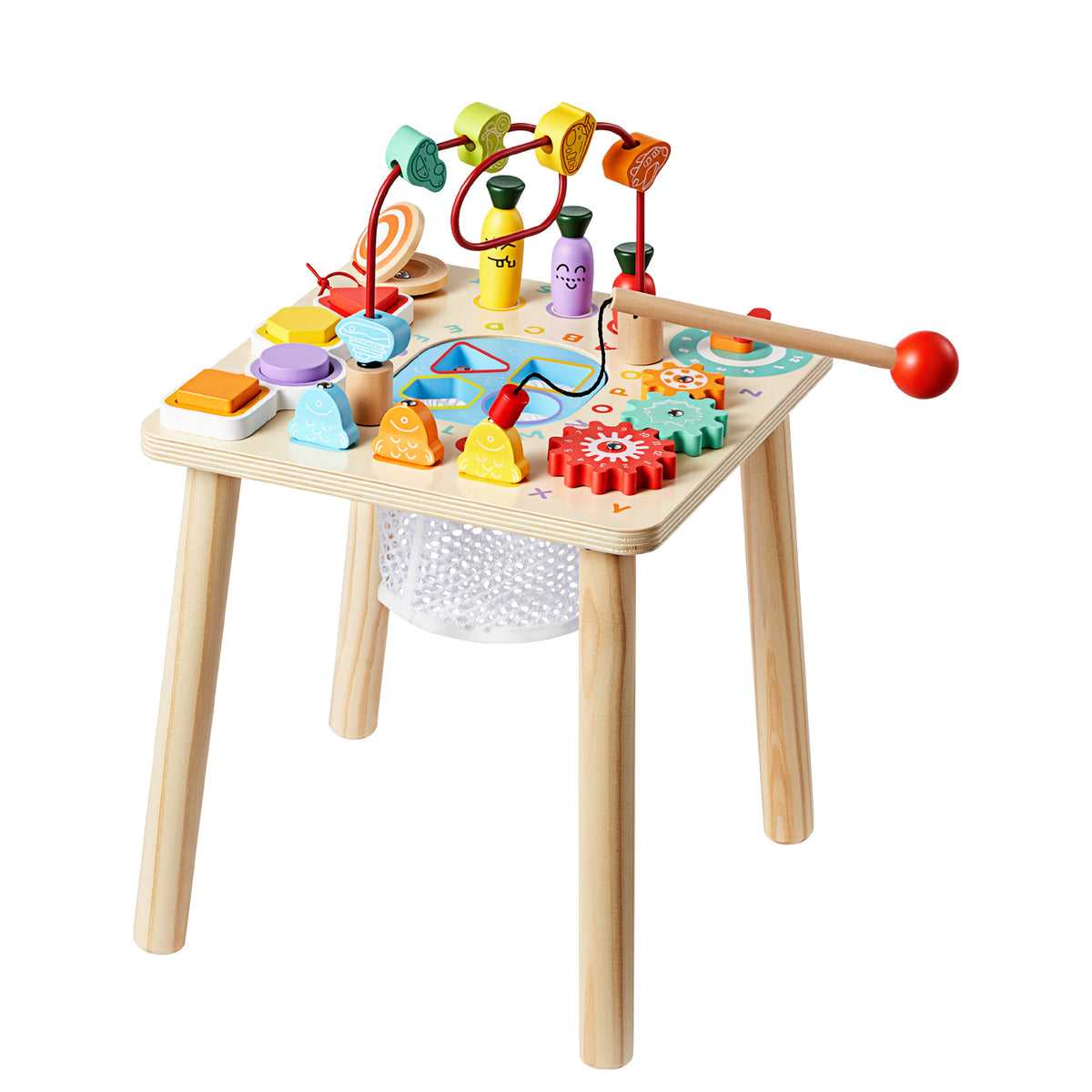 Montessori Activity Table for Toddler 1-3 Years Old, 8 in 1 Wooden Learn Activity Desk, Baby Play Table for Boys & Girls Aged 6+ Months, Great Birthday, Christmas, Children's Day Present