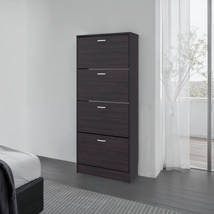 FM FURNITURE INOLA Vertical Shoe Cabinet with Doors for Home Organization, WENGUE