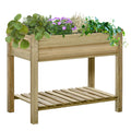 Outsunny 36' x 20' x 30' Raised Garden Bed, Elevated Wood Planter Box with Legs and Storage Shelf for Backyard, Patio, Balcony to Grow Vegetables, Herbs, and Flowers