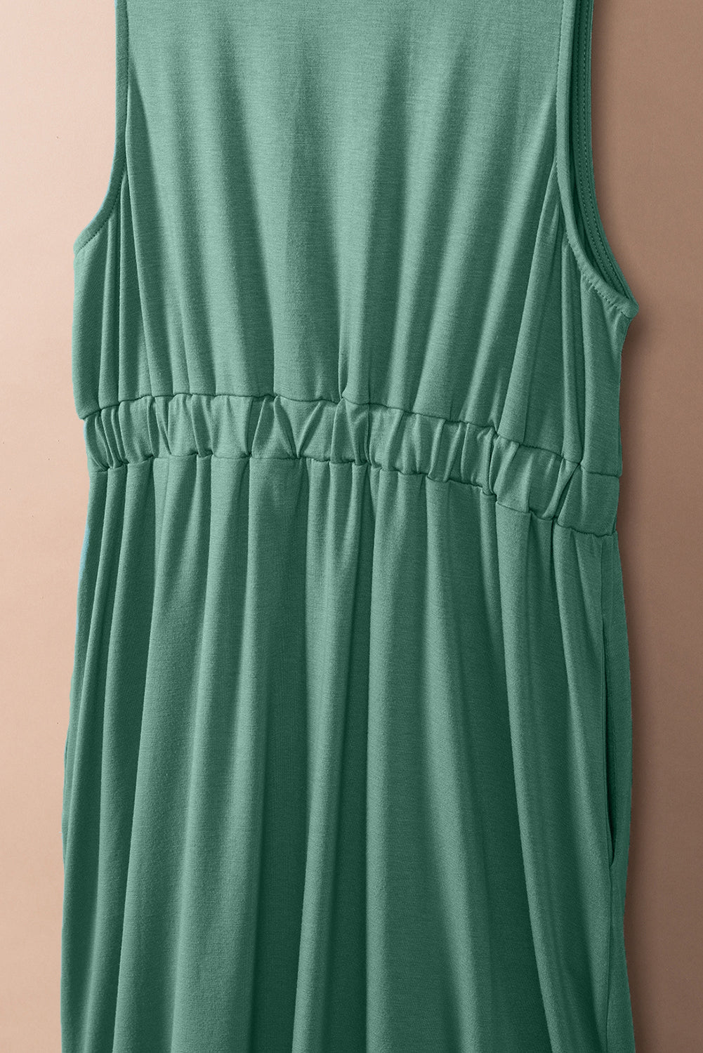 Green Sleeveless Button Front Short Basics Dress - Eloy Royal