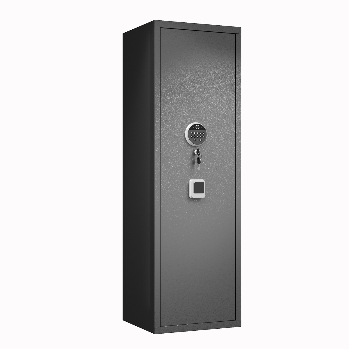 52' Tall Black Rifle Safe, Biometric & Keypad Lock, Adjustable Gun Racks with Built-in Alarm System, Pre-Assembled