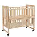 Portable Mini Baby Crib 5-in-1 Convertible with Foldable Storage, Natural Wood Pine Bedside Sleeper for 0-36M