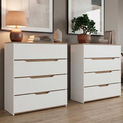 Arcadia Set of 2 White Dressers – Modern Bedroom Storage Furniture