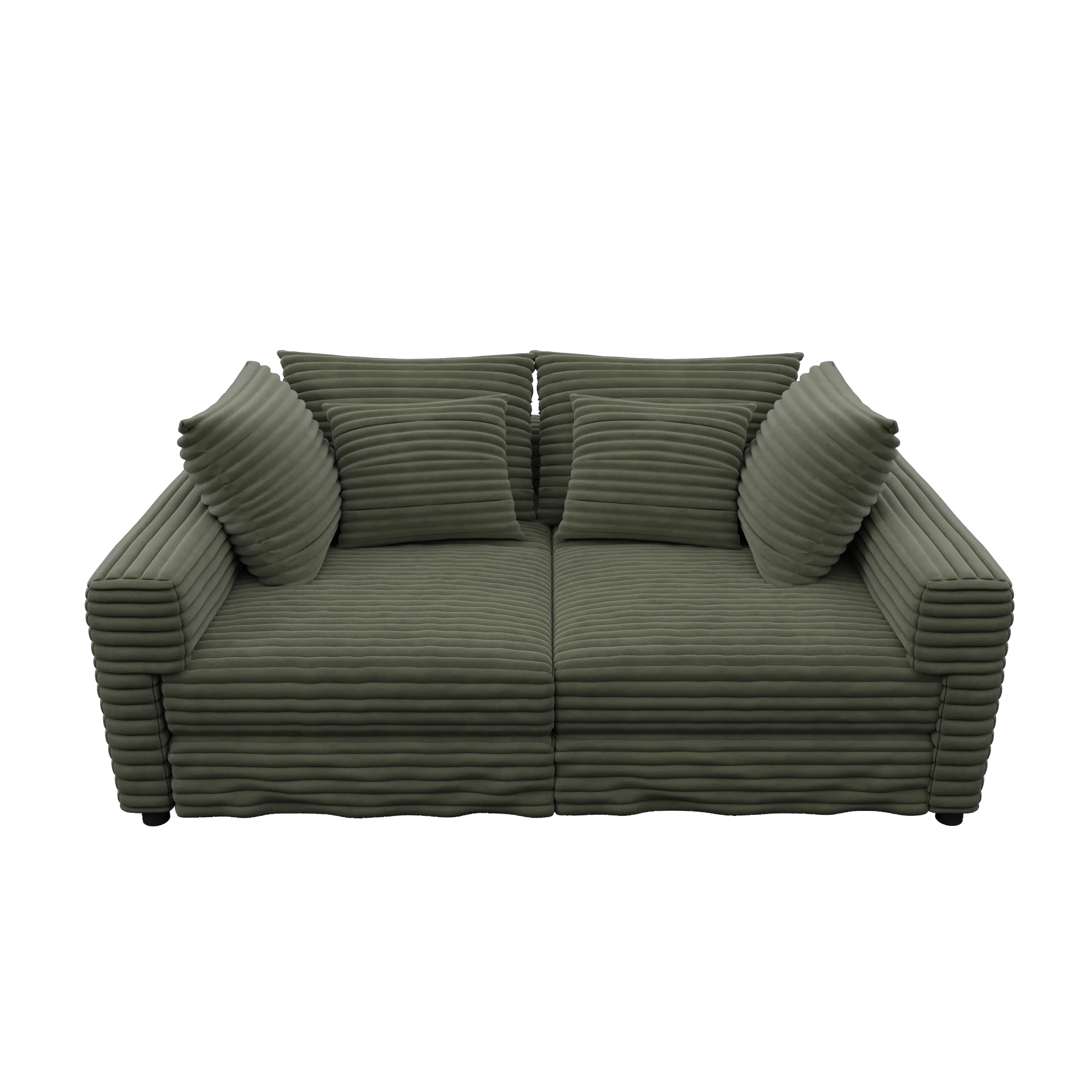 102.4 'Plush Corduroy 4-Seat Sofa,Modern Comfy Upholstered Sofa Cloud Couch,Deep Seat Couches with Soft Pillows and 2 Ottomans,Convertible Sofa Lounge Chair, Green - Eloy Royal