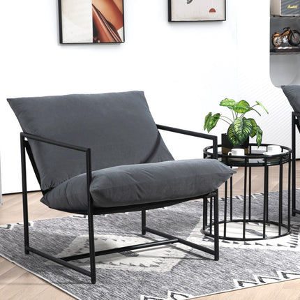 Sleek Modern Velvet Accent Chair, Metal Frame Contemporary Recliner with Deep Seating Cushion for Home Office