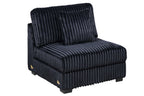 Black Fur-Like Corduroy Armless Chair Modular 1pc Chair w Pillow Living Room Furniture Modern Contemporary Style