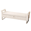 67.91' Wide Storage Soft Ottoman Bench with Armrests,Footrest Bed End Stool for Living Room, Dorm, Entryway and Bedroom, Beige