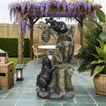 Outdoor Fountain, 3-Tier Resin Resin Bears and Honey Beehive Outdoor Waterfall Fountain with LED Lights, Pump